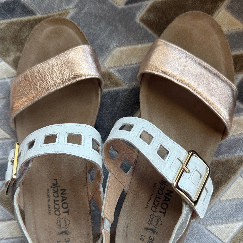 NAOT Two-Tone Rose Gold and White Sandals - Picture 3 of 4